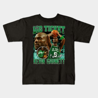 Kevin Garnett The Big Ticket Basketball Signature Vintage Retro 80s 90s Bootleg Rap Style Kids T-Shirt